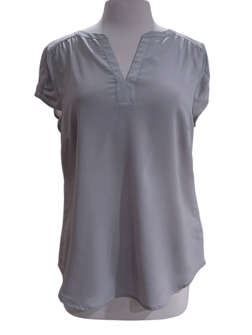 The Limited Light Gray V-Neck Cap Sleeve Blouse